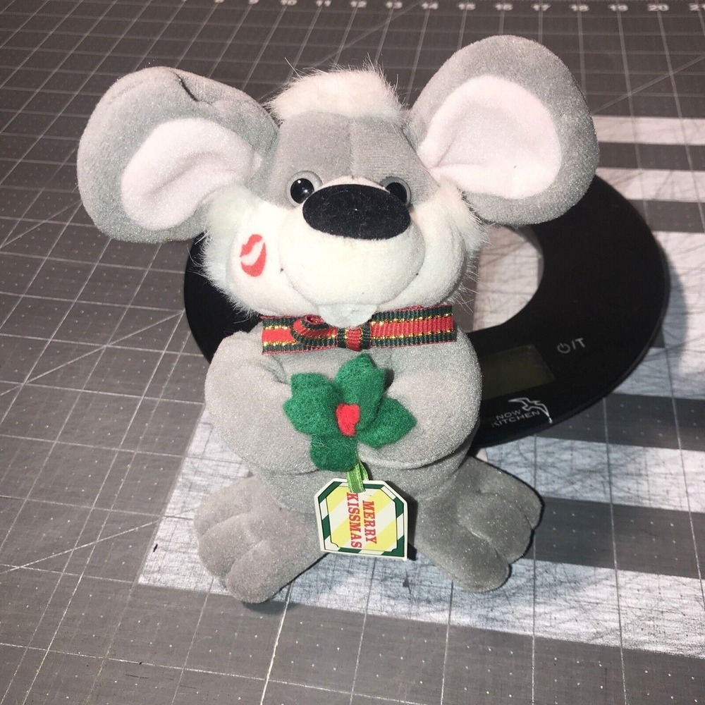 1993 Dakin Christmas Kissmas Mouse 5" plush stuffed Lips - used